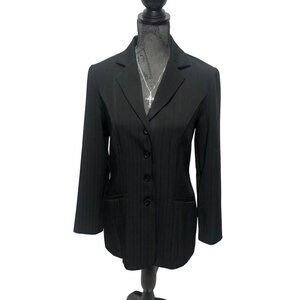 Breakin Loose Blazer Womens Size 9-10 Black Buttoned Pinstripe Jacket Office